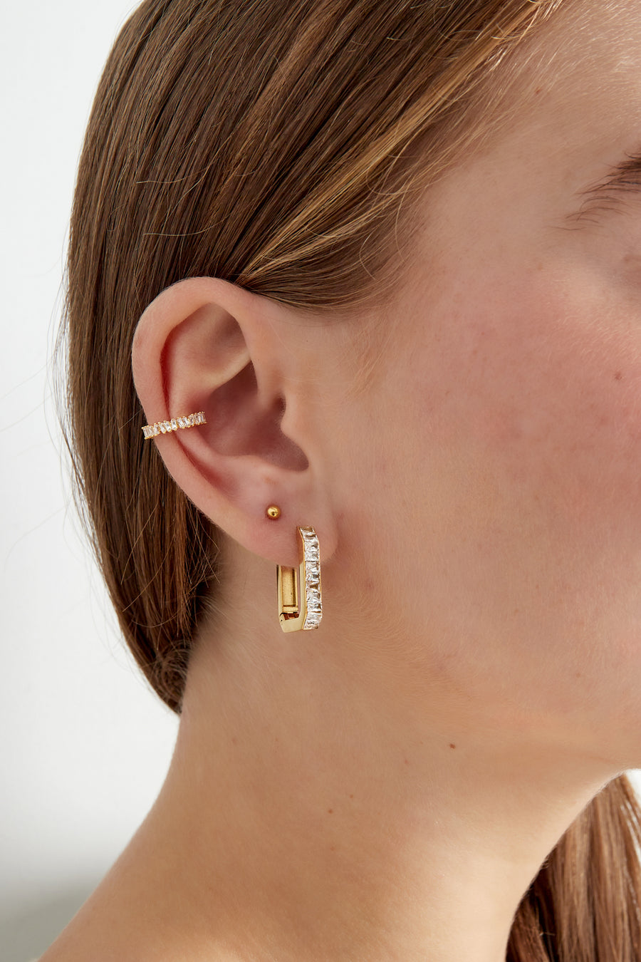 Boucle d'oreille non-percée en cuivre pour femme, de forme ronde – couleur or et couleur argent