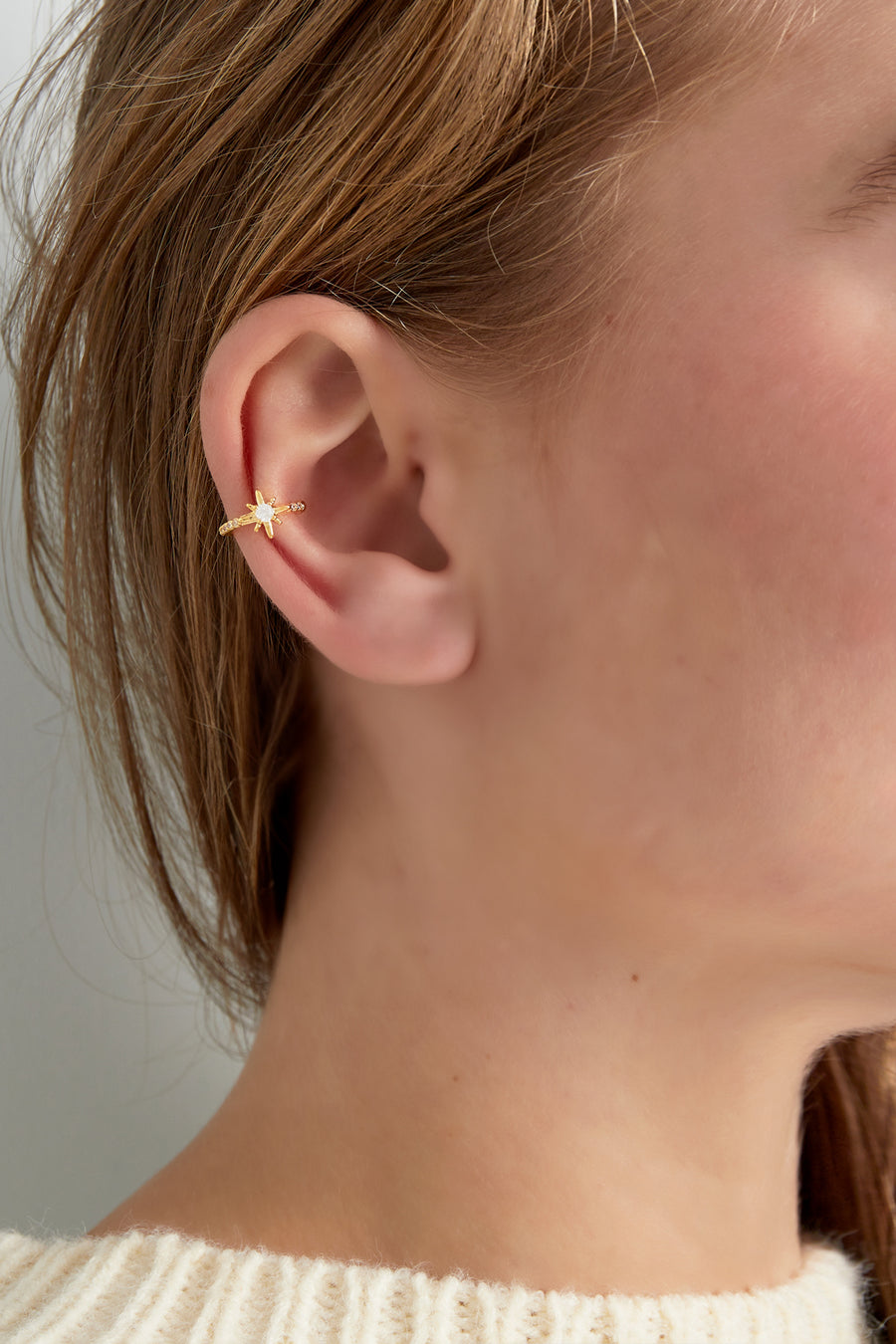 Boucle d'oreille cuff pour femme en cuivre – tons or et argent