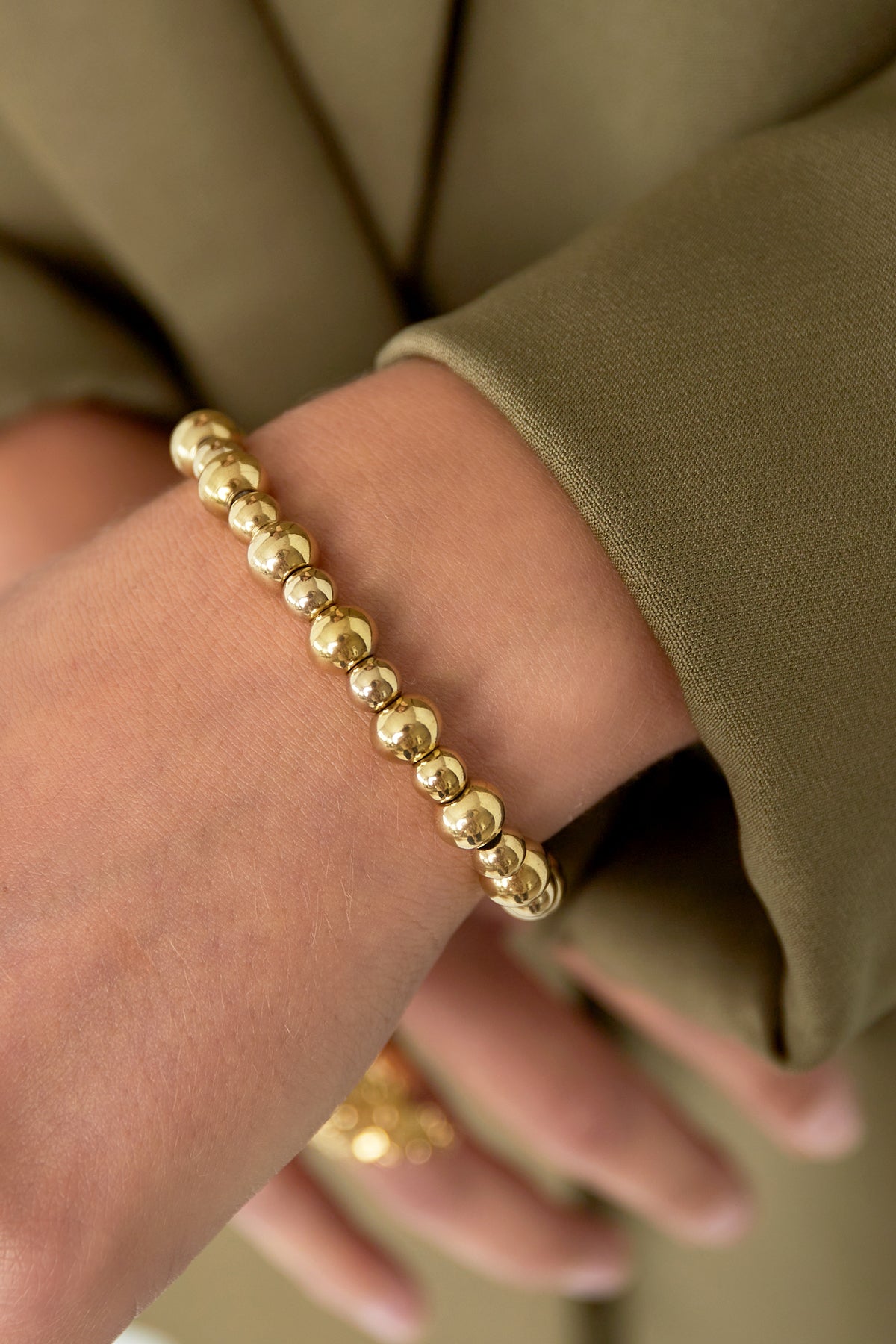 Women's Stainless Steel Beaded Bracelet – Gold-colored – image 2