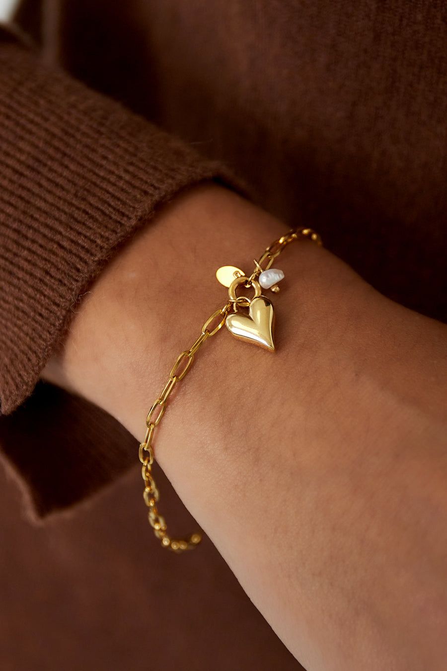 Bracelet à breloques pour femme en acier inoxydable – doré et argenté