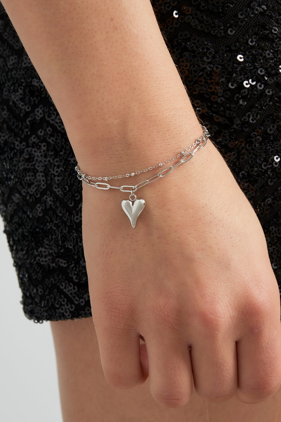 Bedelarmband voor dames van 304 roestvrij staal met hartvorm – goudkleurig
