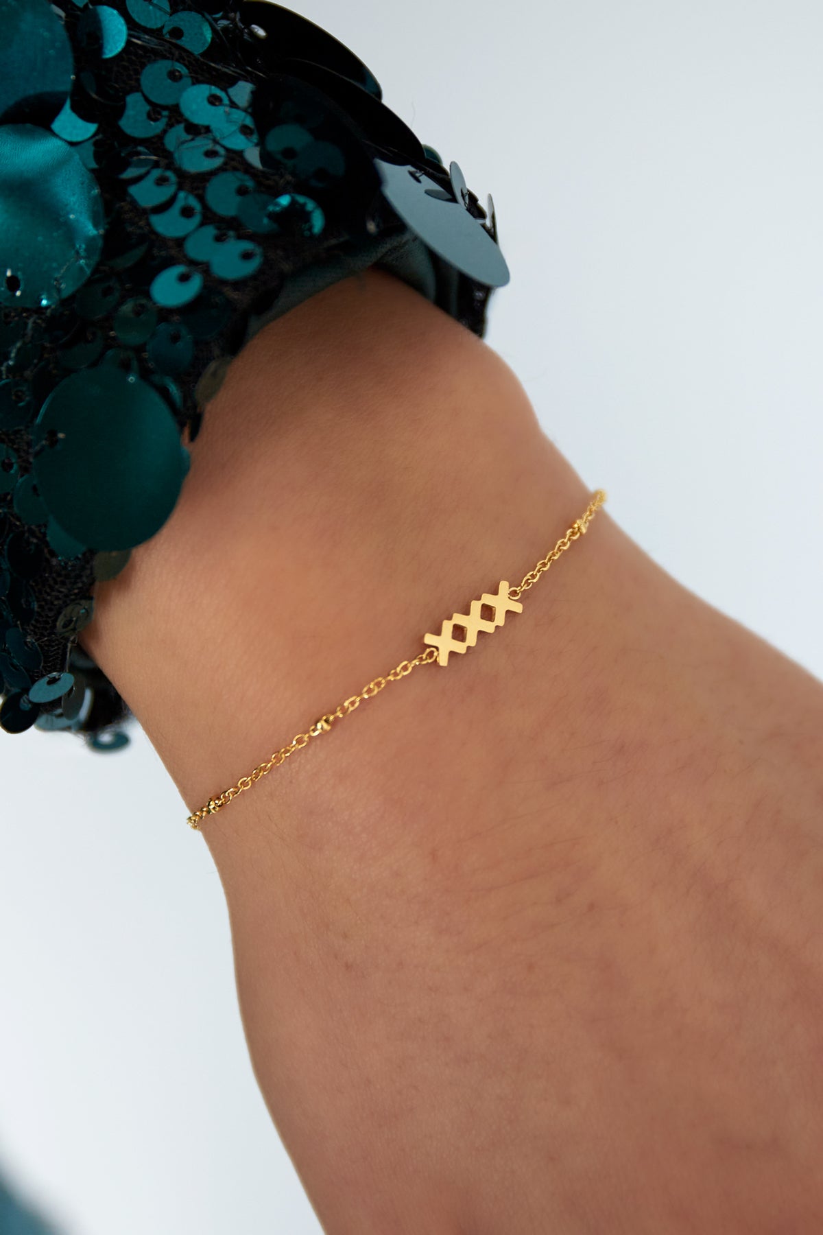 Bracelet à breloques pour femmes en acier inoxydable 304, forme géométrique – couleur or et argent – photo 2