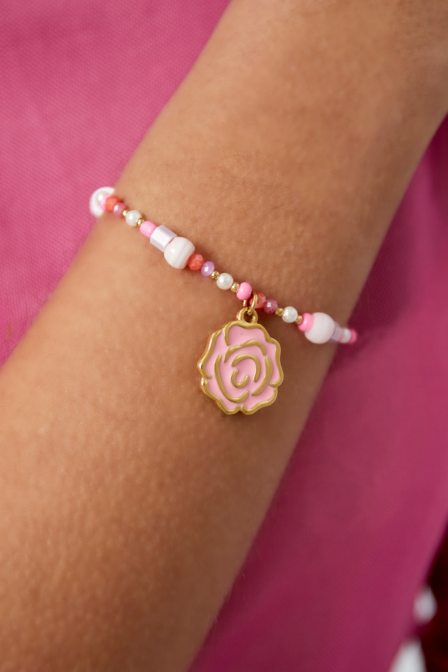 Beaded Bracelet for Women Made of 304 Stainless Steel – Pink