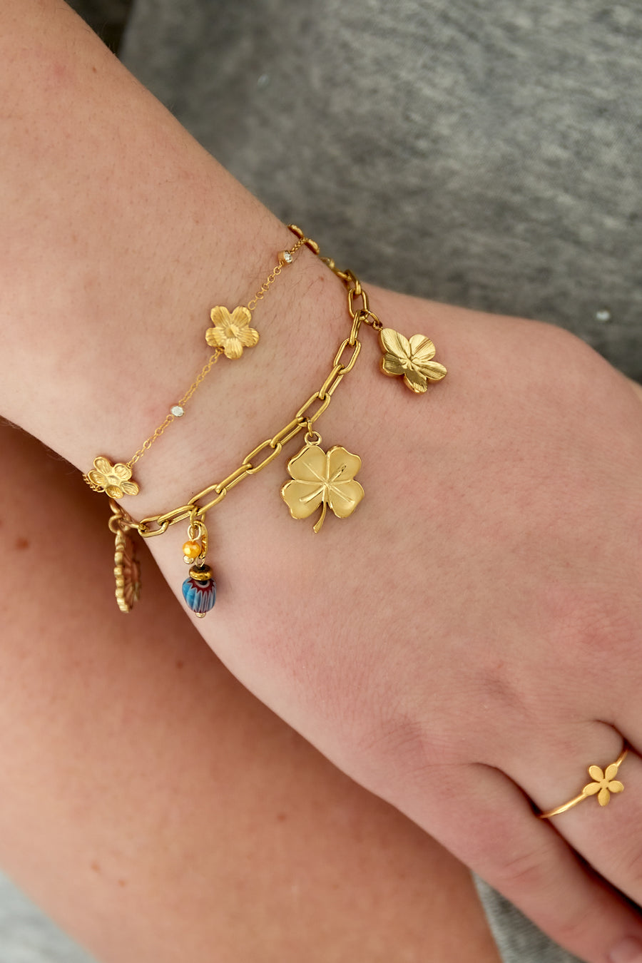 Bracelet à breloques pour femmes en acier inoxydable – couleur or et argent
