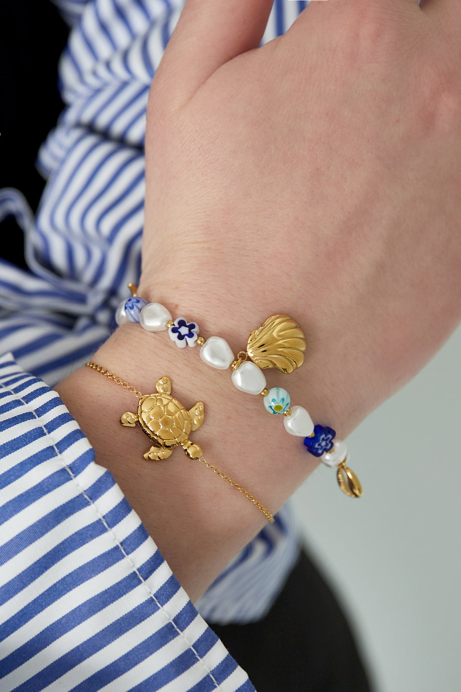 Bracelet à breloques pour femme en acier inoxydable – doré et argenté