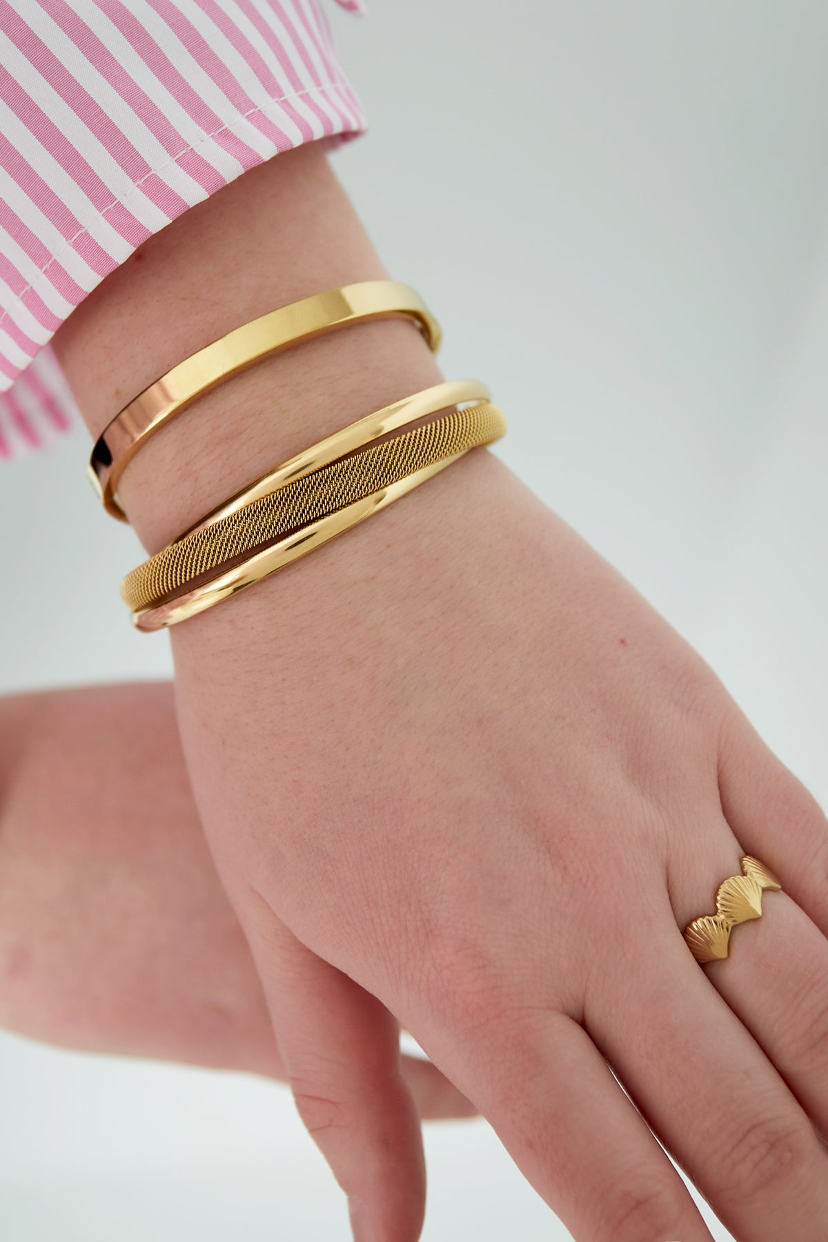 Women's Cuff Bracelet Stainless Steel - Gold and Silver Tone – image 3
