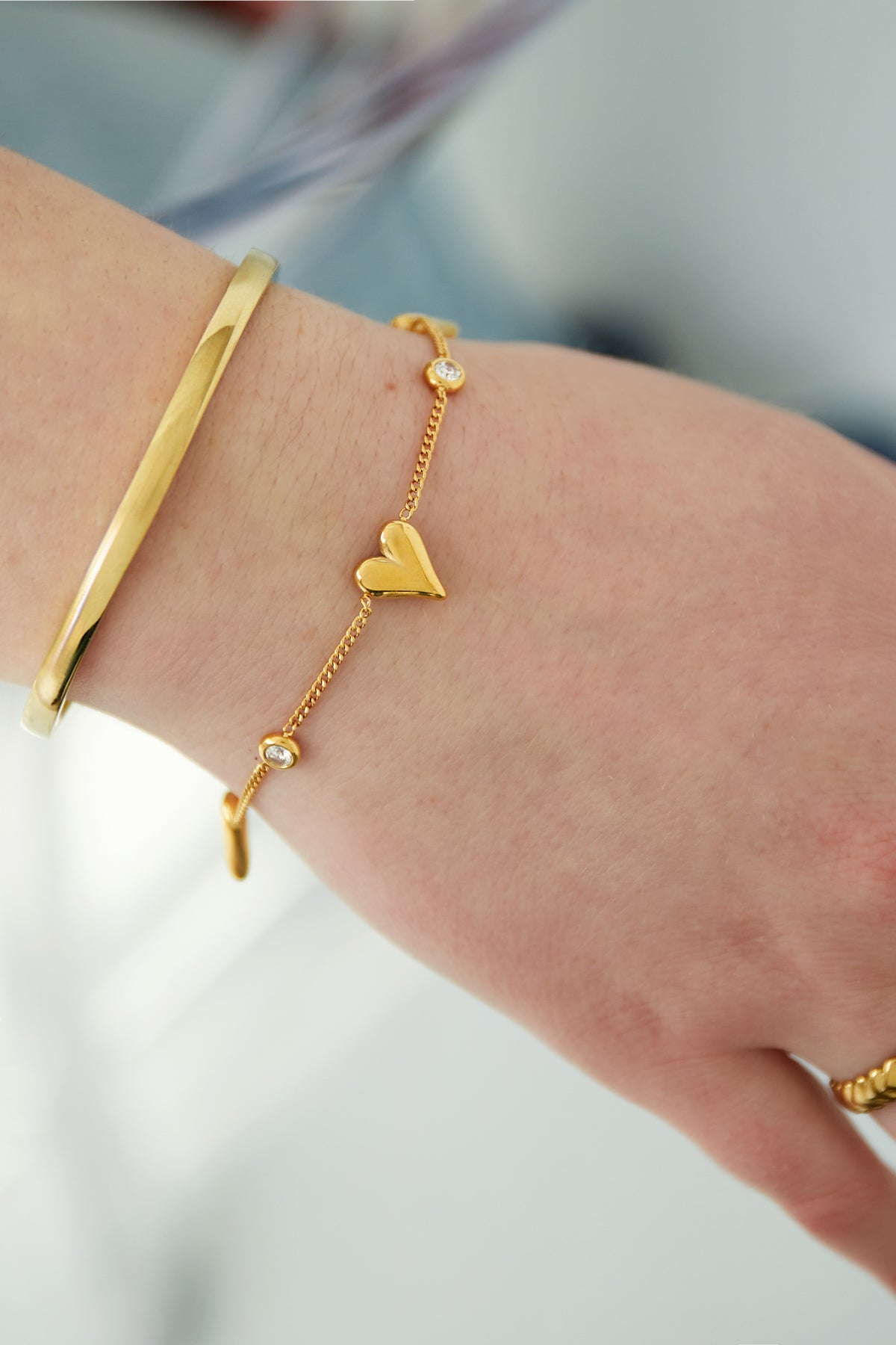 Bracelet à breloques pour femmes en acier inoxydable - couleur or et argent – photo 3