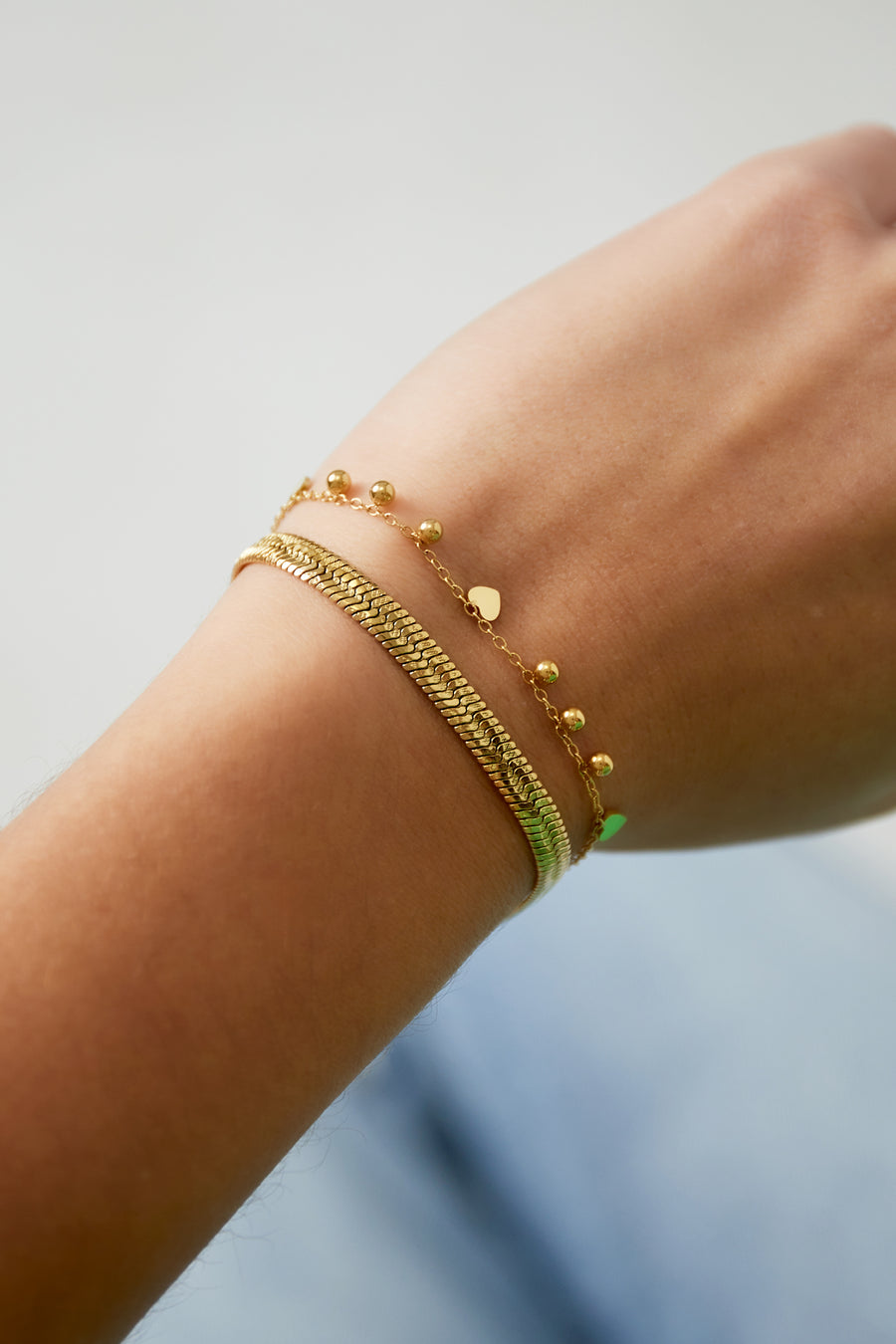 Women's Stainless Steel Charm Bracelet - Gold and Silver Toned