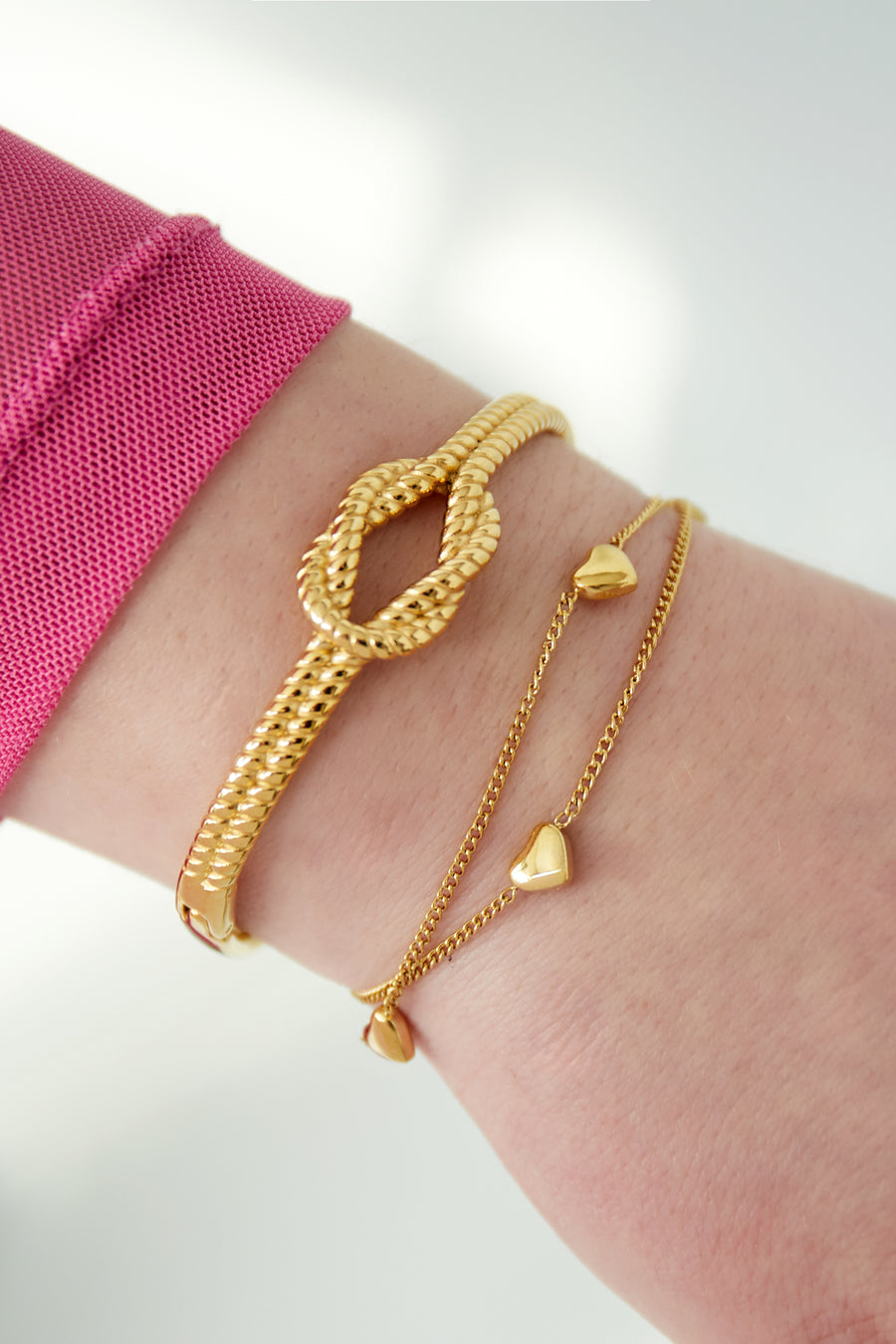 Bracelet à charms pour femme en acier inoxydable – coloris doré et argenté