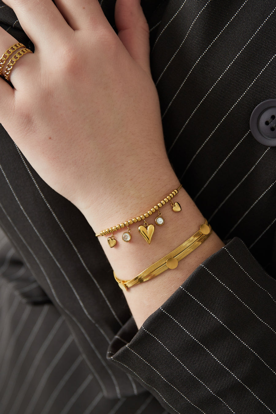 Bracelet jonc pour femmes en acier inoxydable – doré et argenté