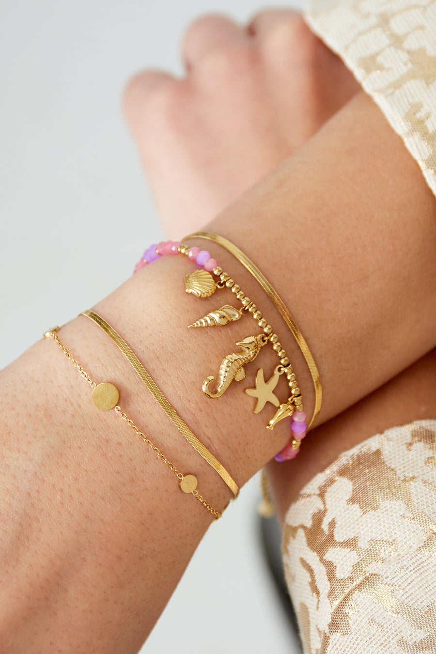 Bracelet à breloques pour femmes en acier inoxydable – doré et argenté