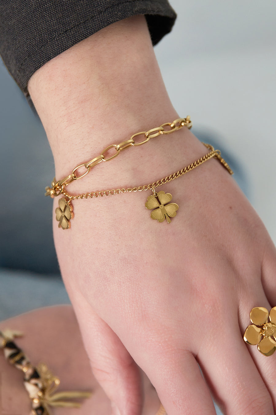 Bracelet à breloques en acier inoxydable pour femme – Doré et argenté