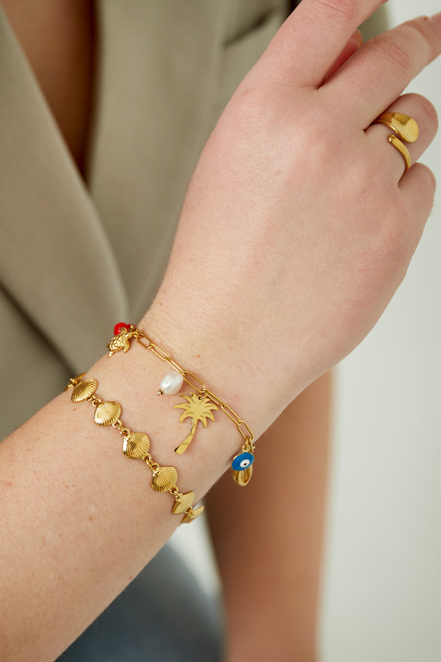 Bracelet à breloques pour femmes en acier inoxydable 304 – couleur or