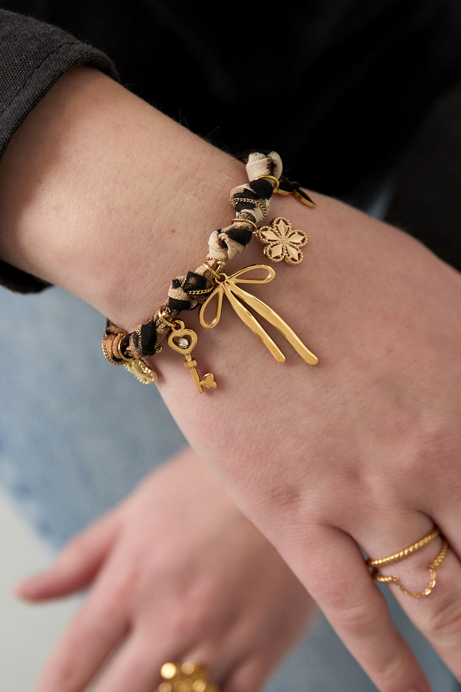 Bracelet tressé pour femme en acier inoxydable 304 – beige