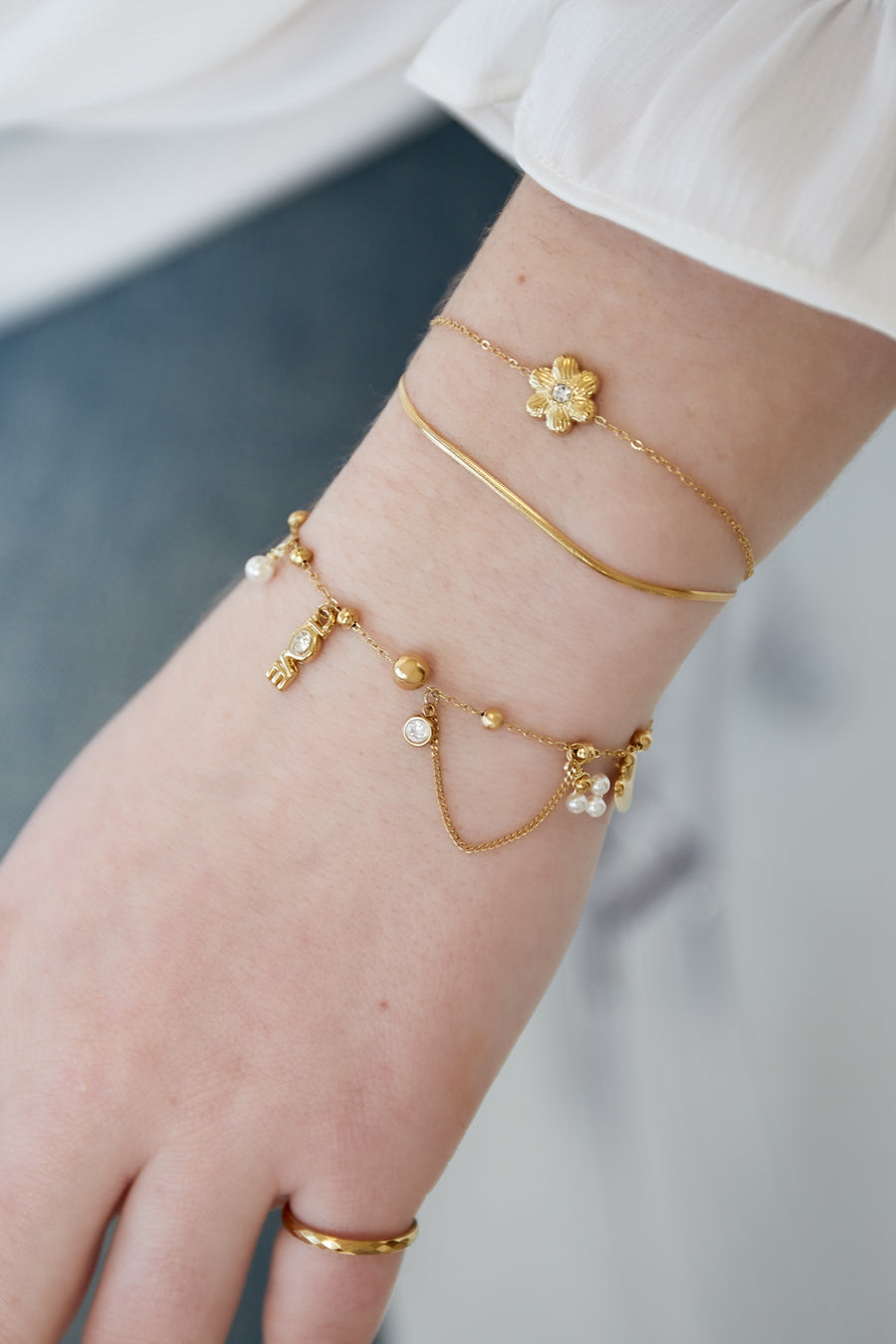 Bracelet à breloques pour femme en acier inoxydable 304 – couleur or et argent