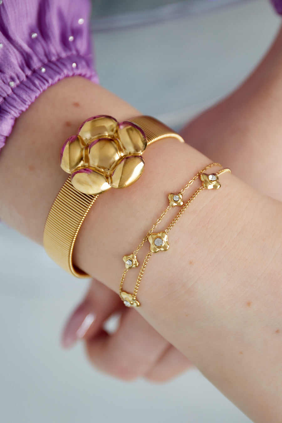 Bracelet à breloques pour femmes en acier inoxydable 304 – couleur or et argent