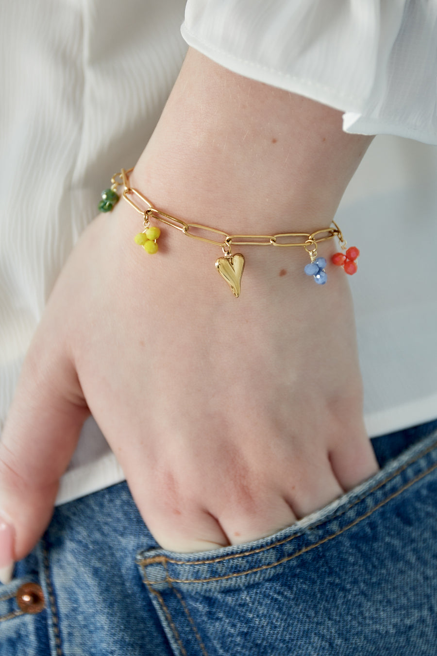 Bracelet à breloques pour femme en acier inoxydable 304 – couleur or