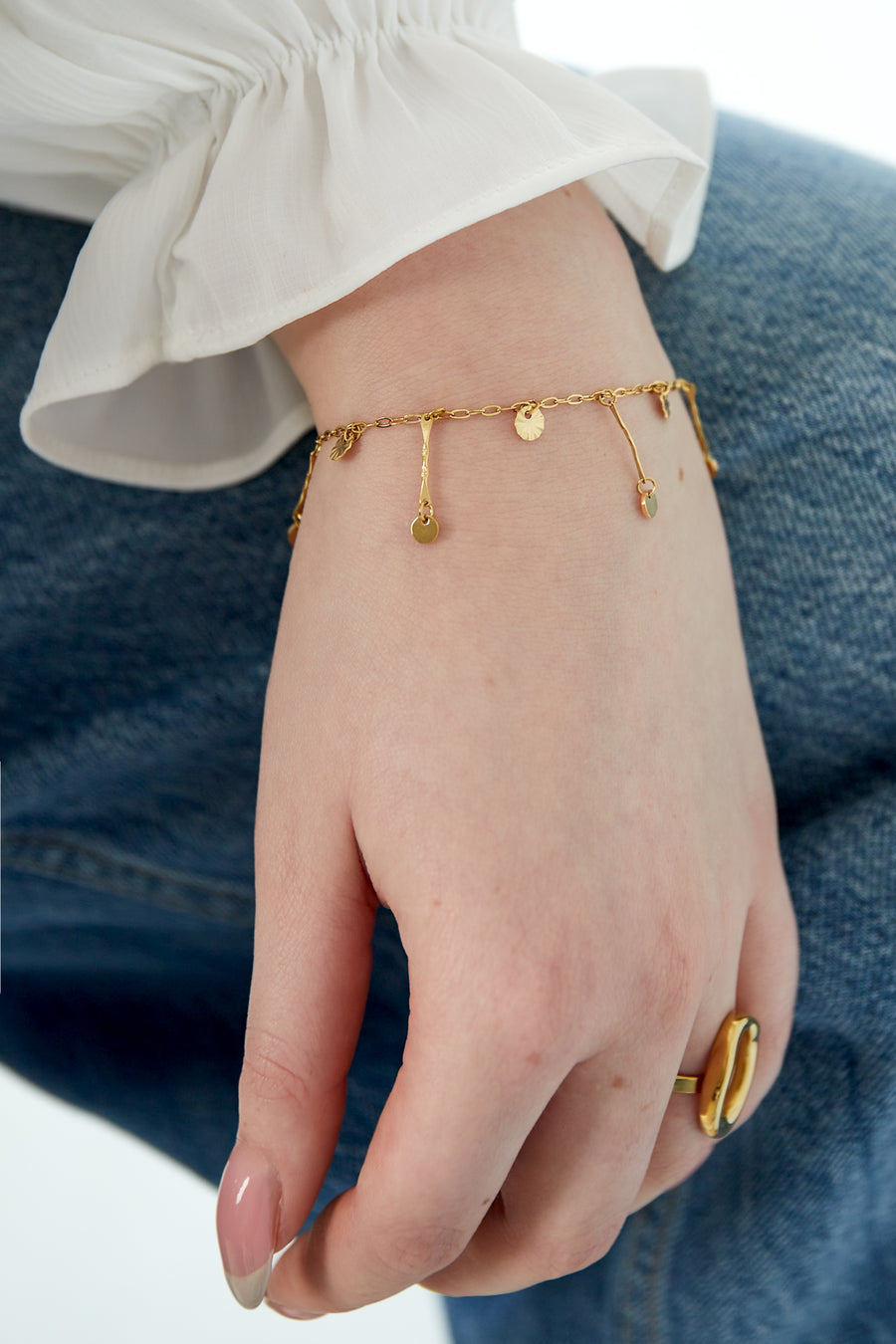 Bracelet à charms pour femme en acier inoxydable 304 – doré et argenté
