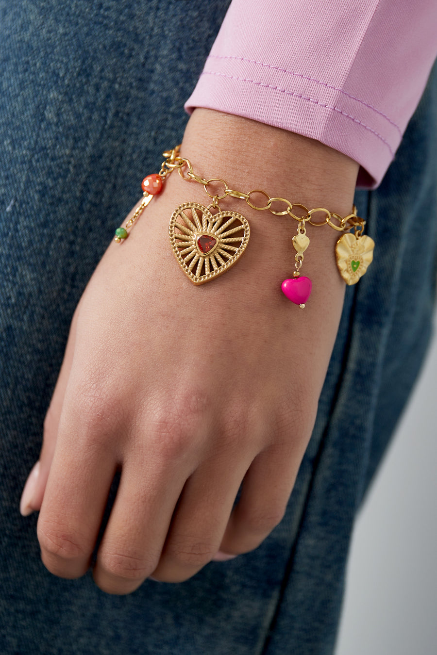 Bracelet à breloques pour femmes en acier inoxydable 304 – doré