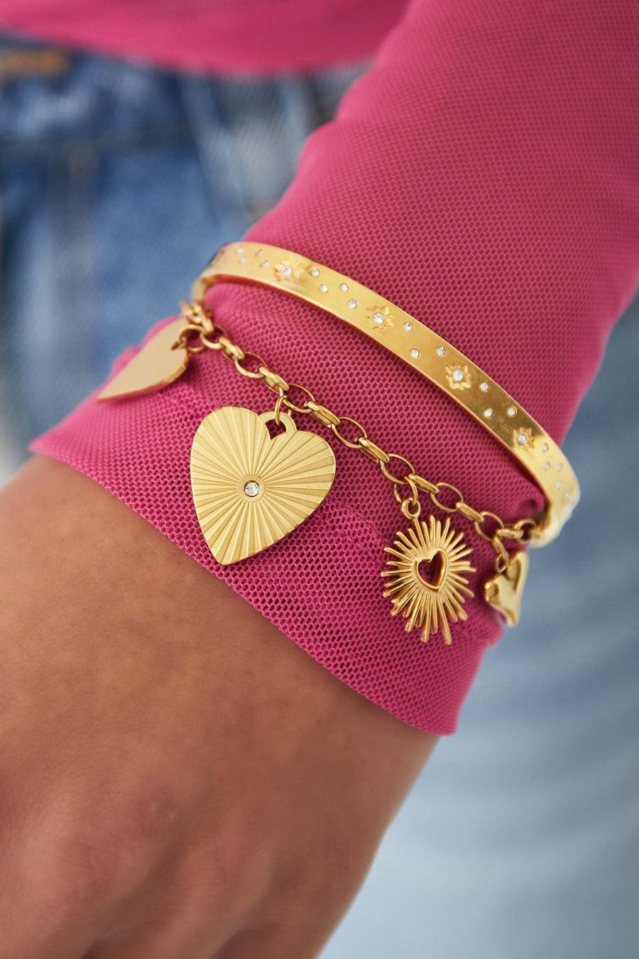 Bracelet à breloques pour femmes en acier inoxydable 304 – couleur or