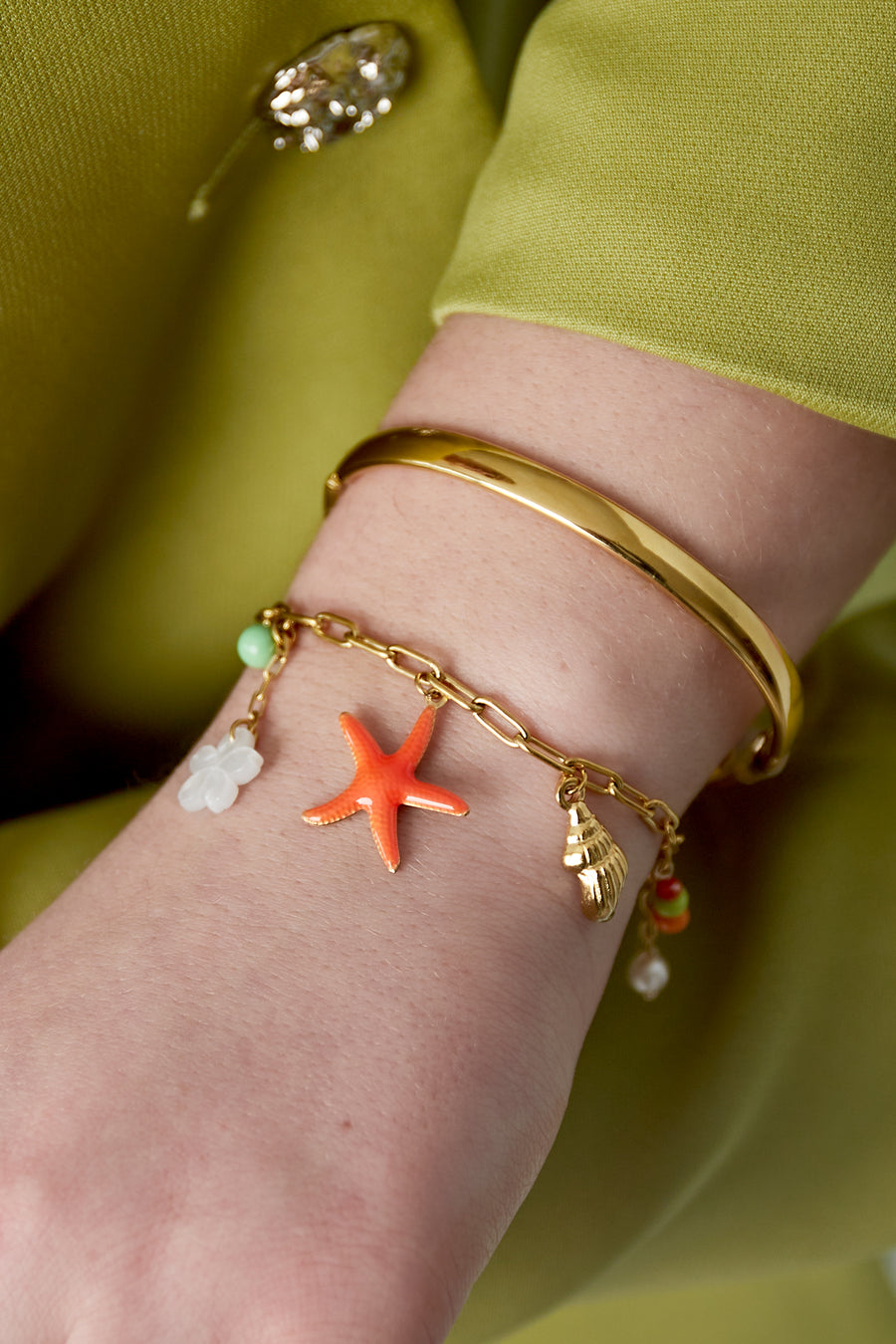 Bracelet à breloques pour femme en acier inoxydable 304 – couleur or