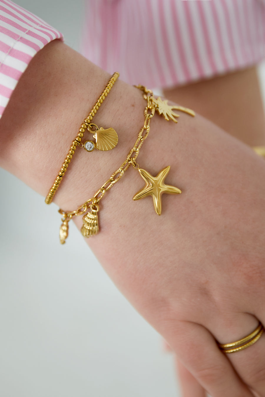 Bracelet à breloques pour femme en acier inoxydable 304 – couleur or et couleur argent