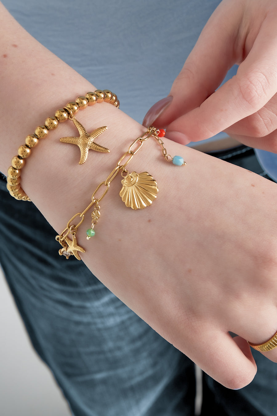 Bracelet à breloques pour femmes en acier inoxydable 304 – couleur or