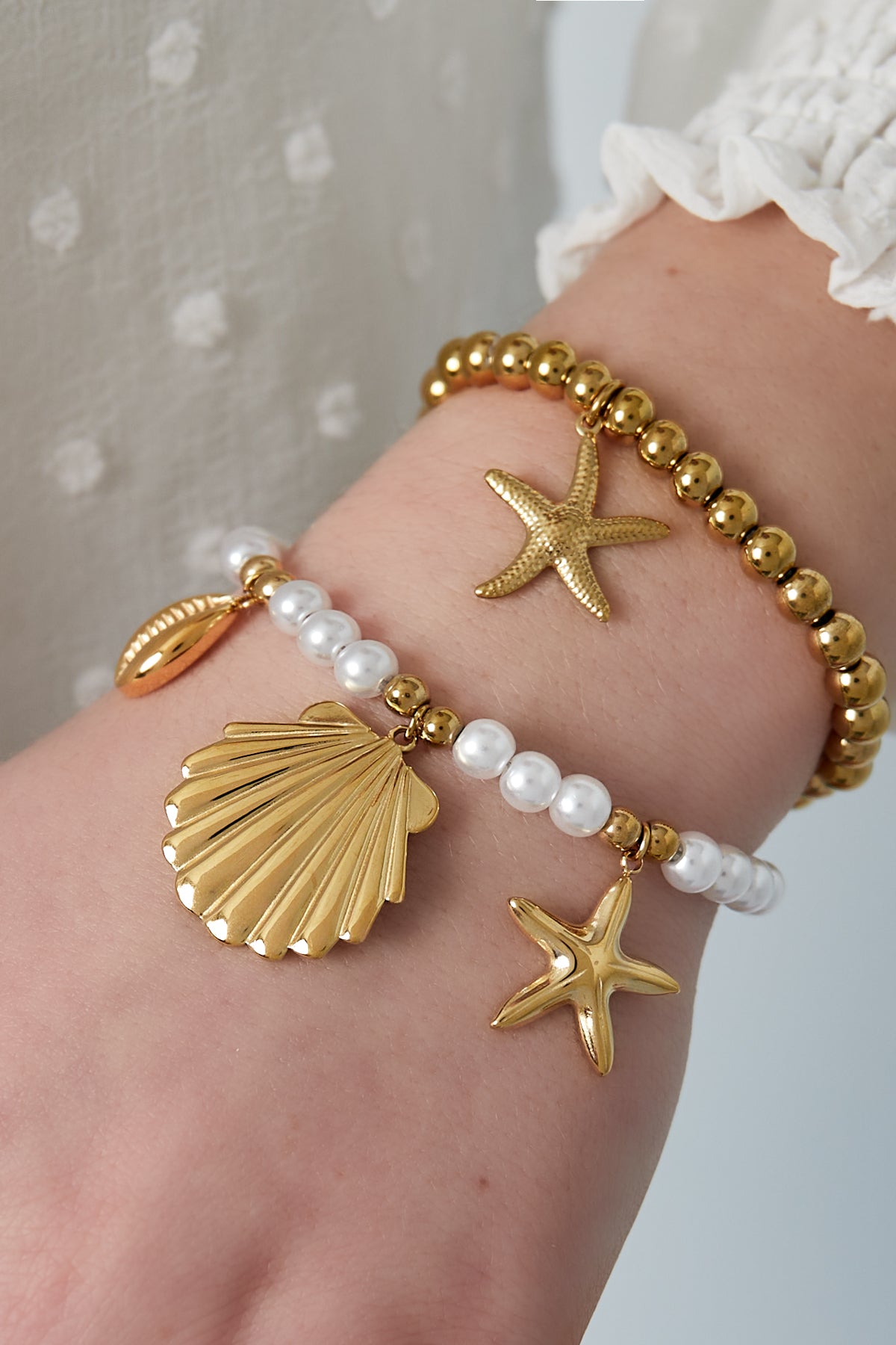 Women's Beaded Bracelet Made of 304 Stainless Steel – Gold-Plated – image 2