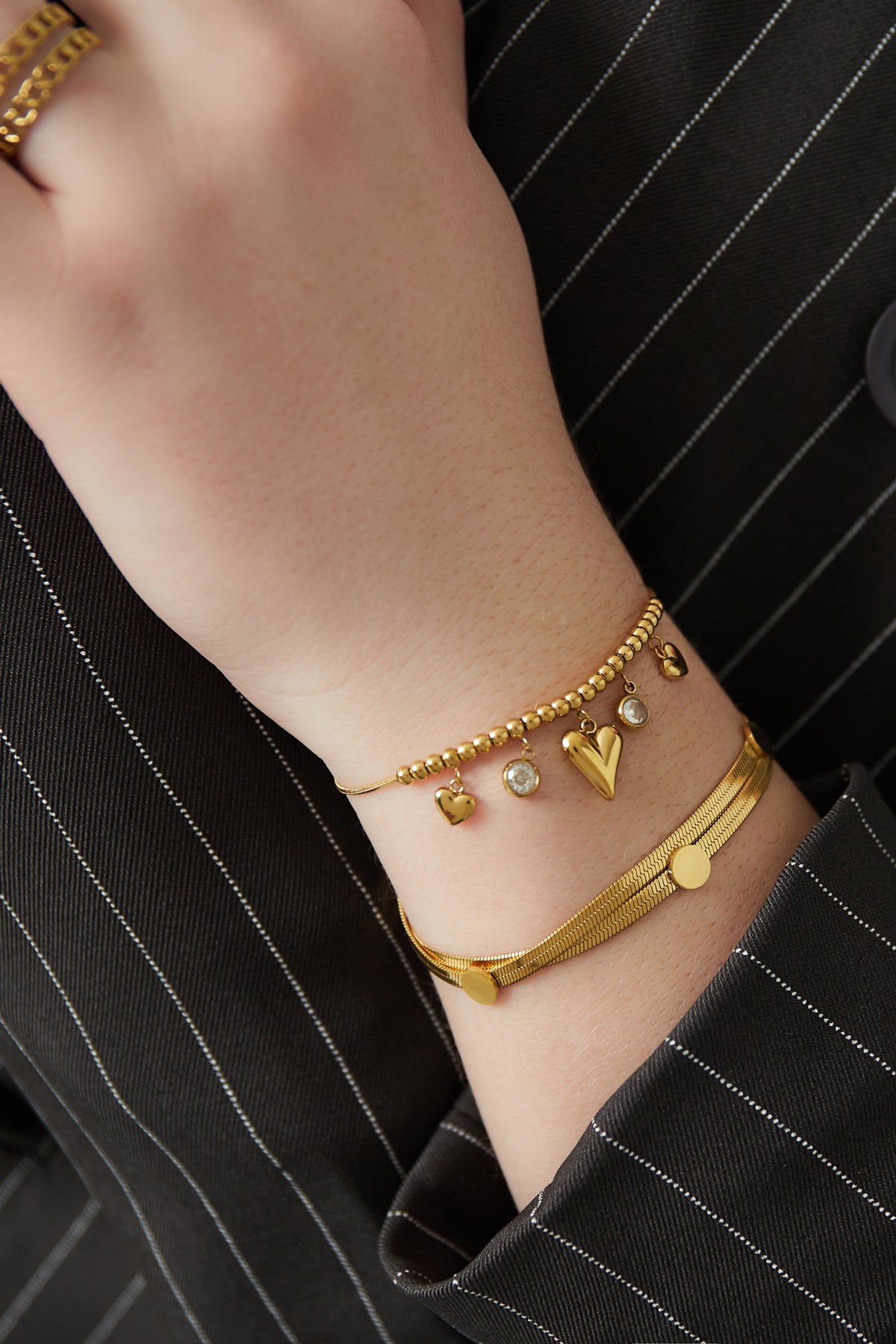 Bracelet à breloques pour femmes en acier inoxydable 304 – couleur or et couleur argent – photo 2