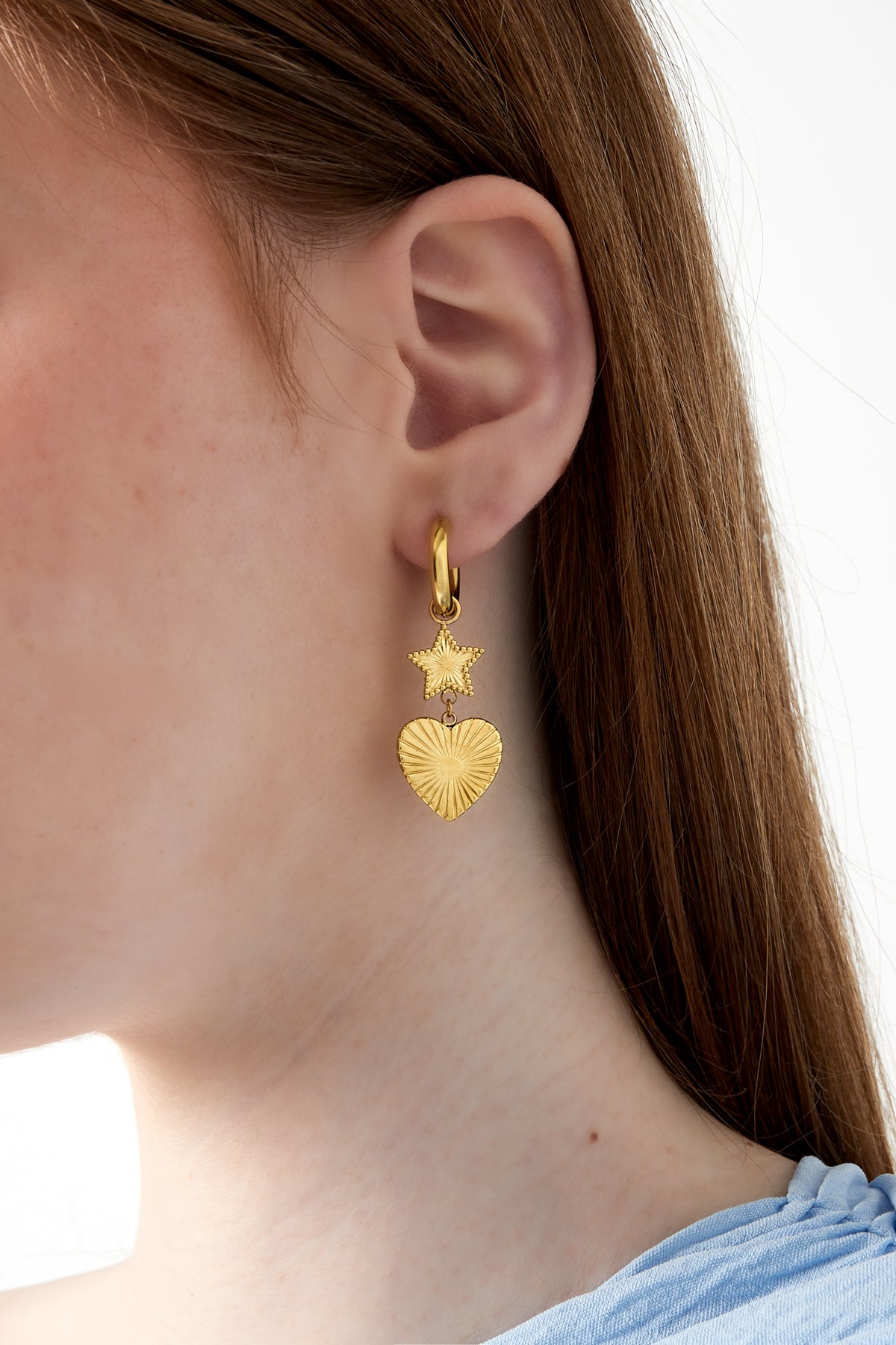 Boucles d'oreilles pendantes pour femme en acier inoxydable 304 - Couleur or et argent – photo 2