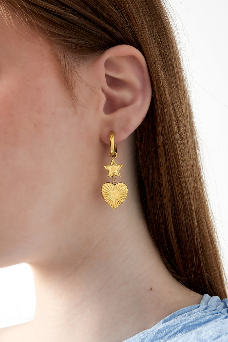 Boucles d'oreilles pendantes pour femme en acier inoxydable 304 - Couleur or et argent