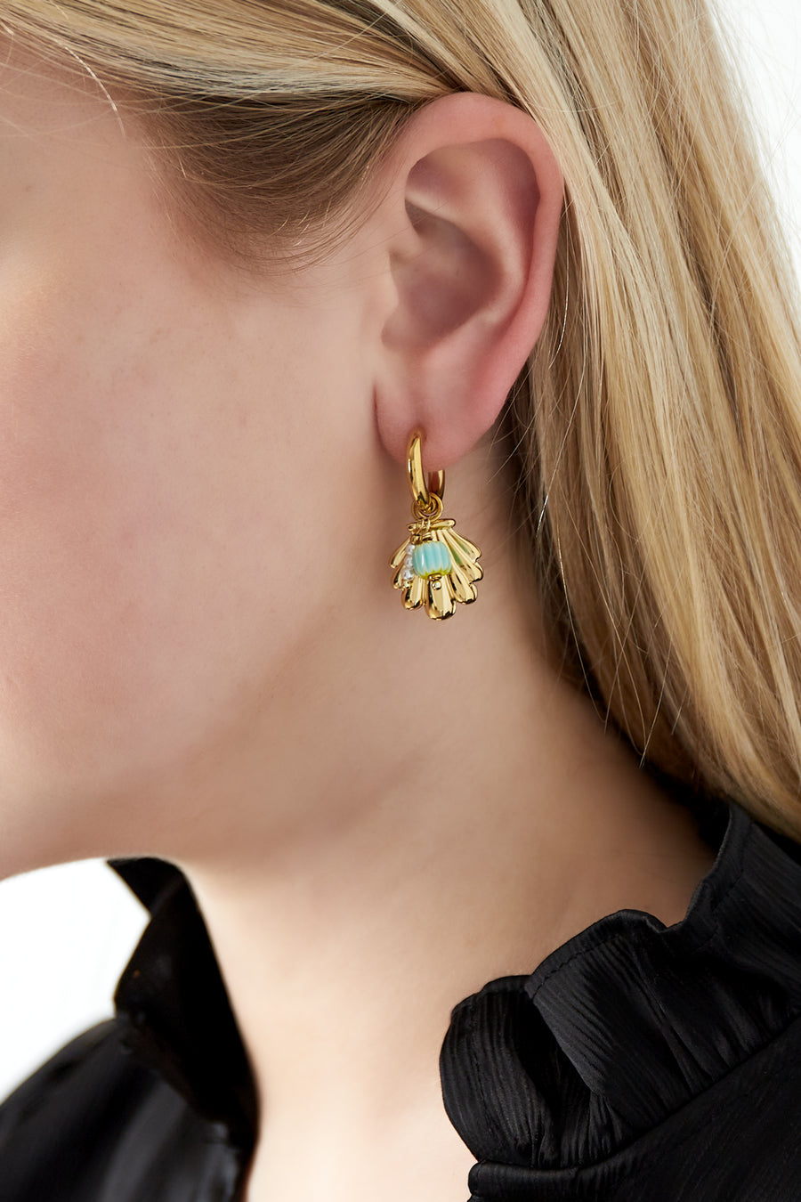 Boucles d'oreilles pendantes pour femmes en acier inoxydable 304, acrylique, perles d'imitation, hématite avec détails océaniques