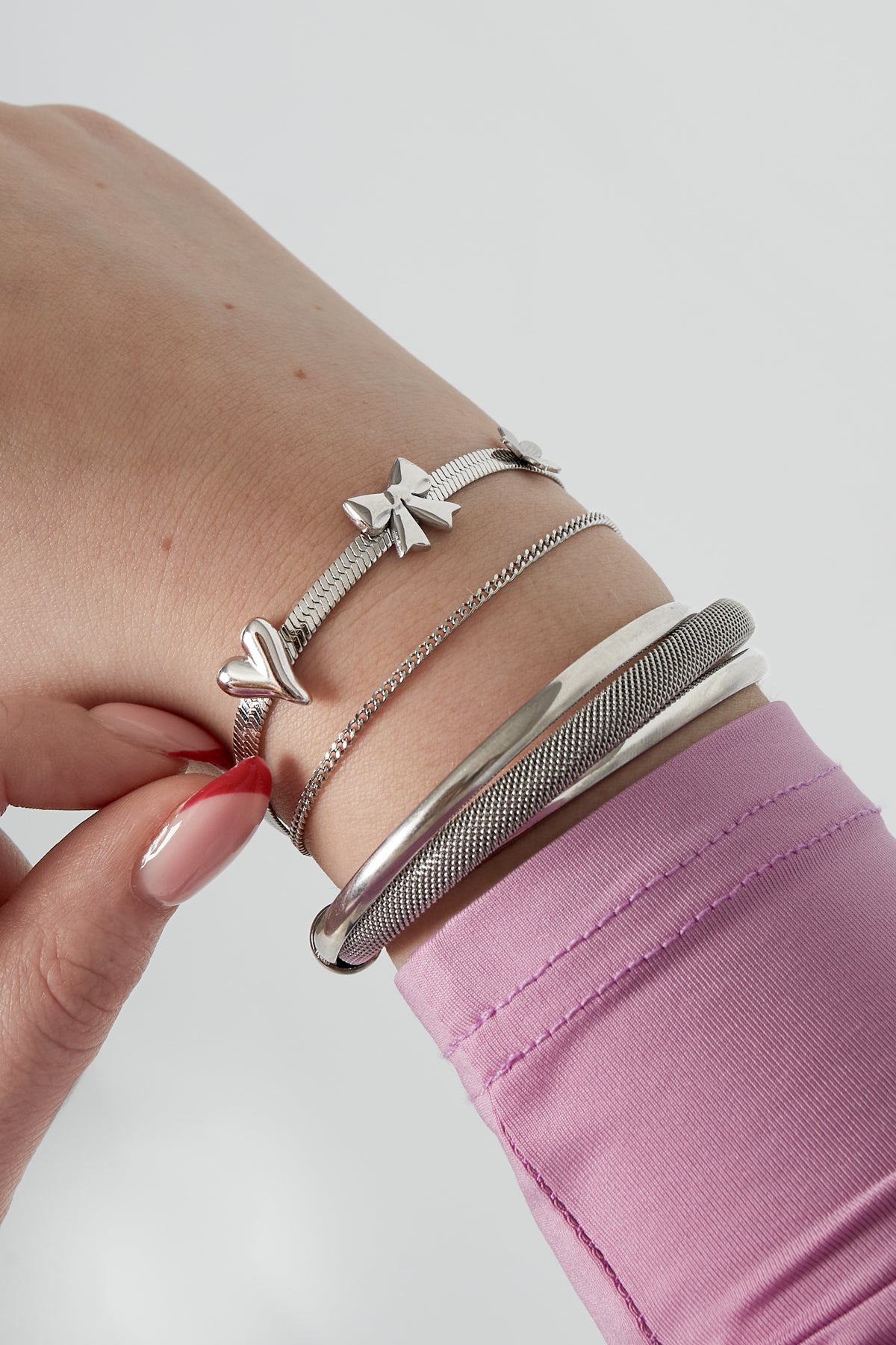 Women's Stainless Steel Charm Bracelet with Bow Detail – Gold Tone – image 2