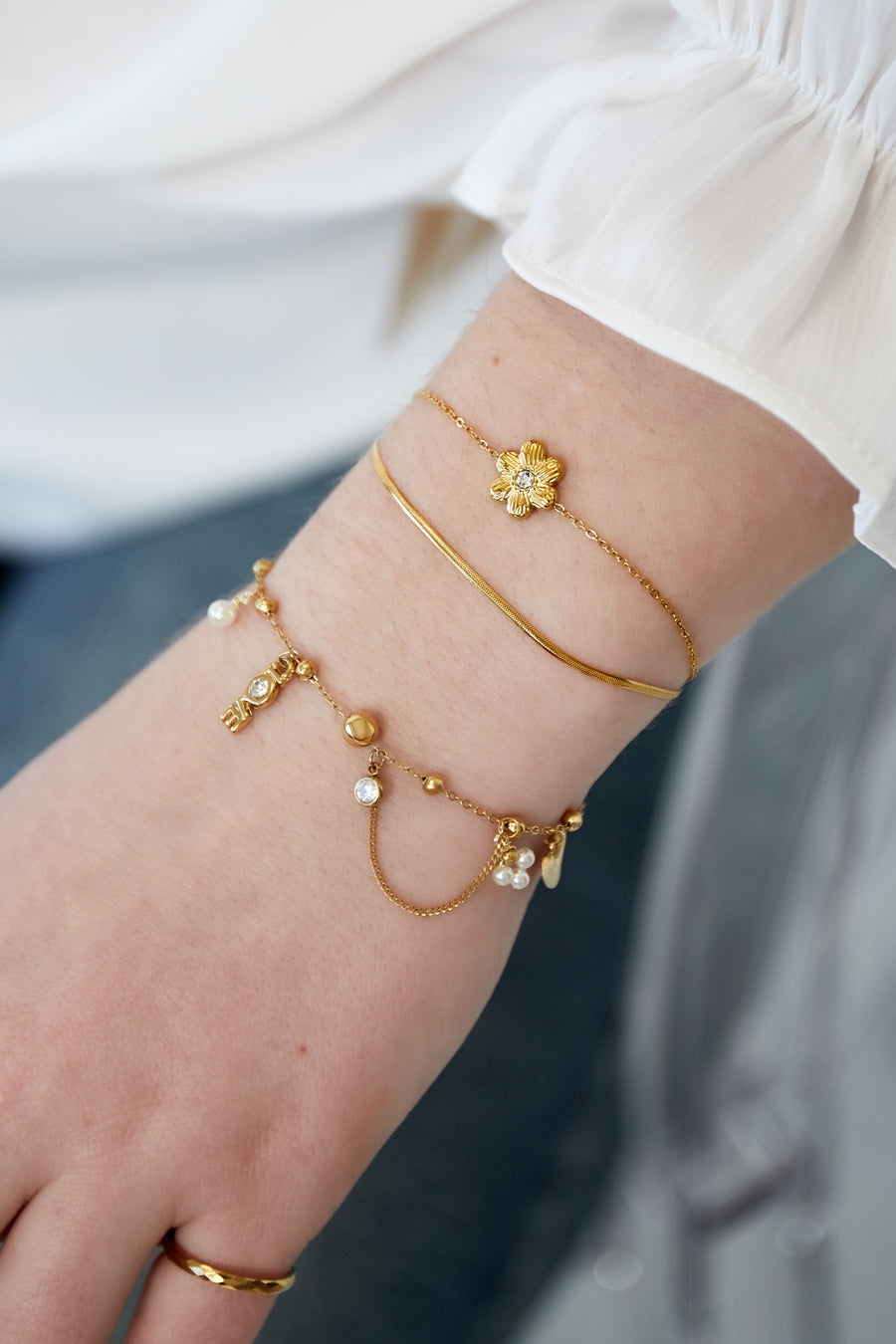 Bracelet à breloques pour femme en acier inoxydable 304 – couleur or et couleur argent