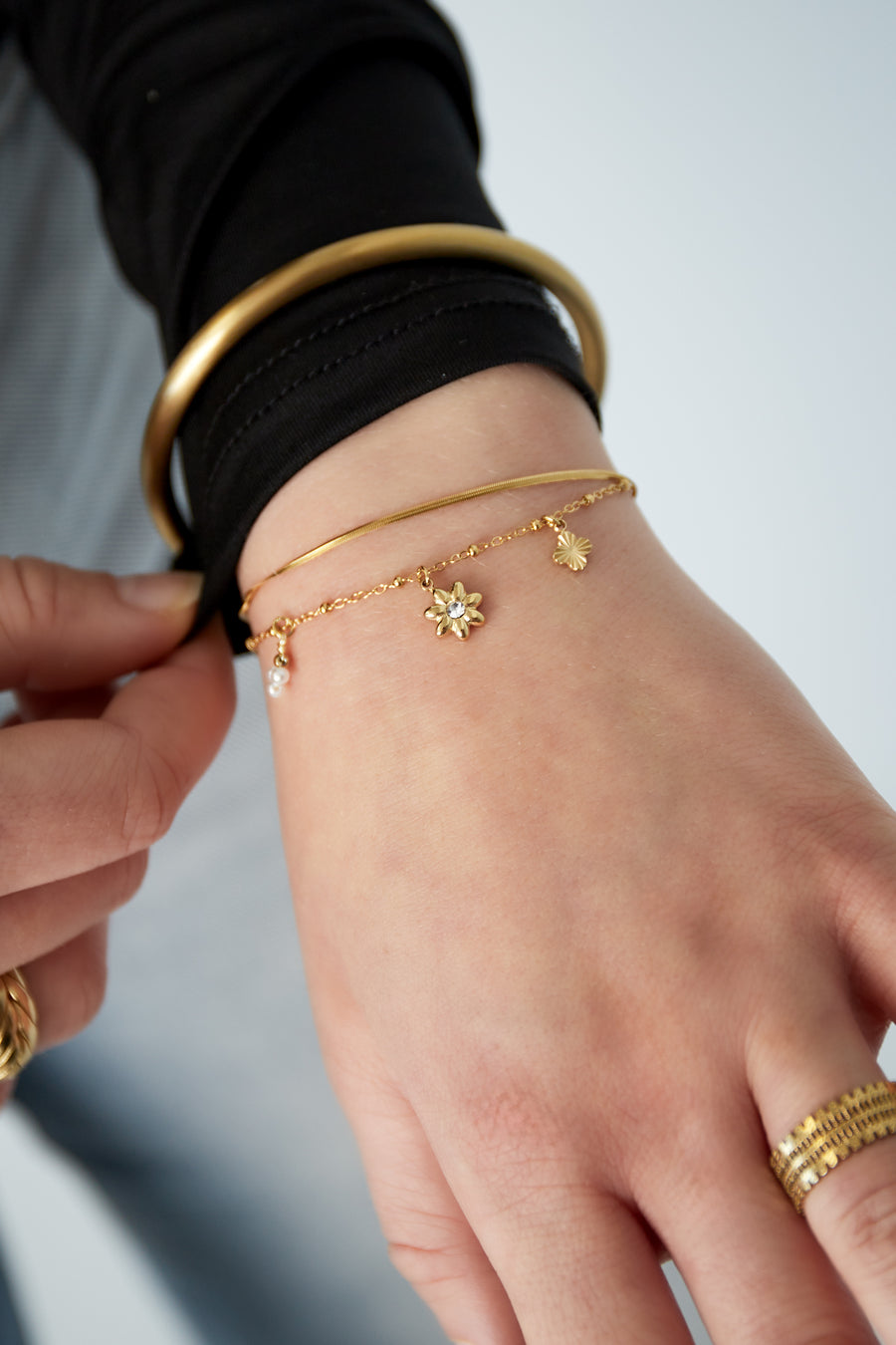 Bloemenarmband - Zilverkleur