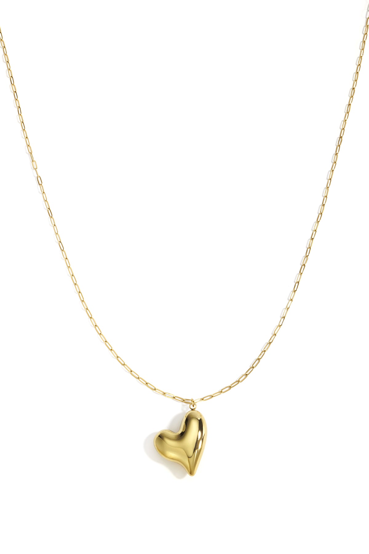 Long collier pour femmes en acier inoxydable avec pendentif cœur – doré et argenté