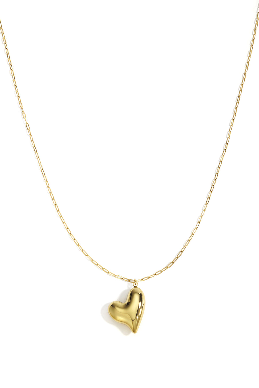 Long collier pour femmes en acier inoxydable avec pendentif cœur – doré et argenté