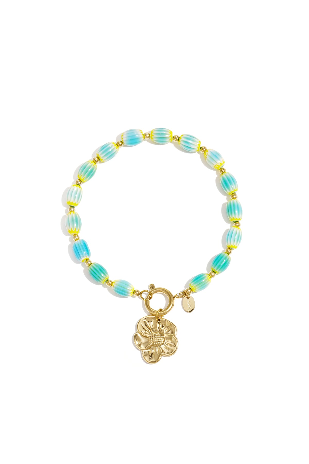 Bracelet de perles pour femmes en acier inoxydable avec motif floral et cœur – plusieurs couleurs
