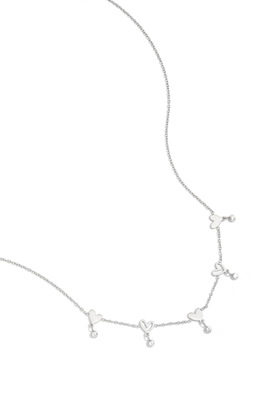 Collier à maillons en acier inoxydable avec pendentif cœur pour femme – argenté et doré