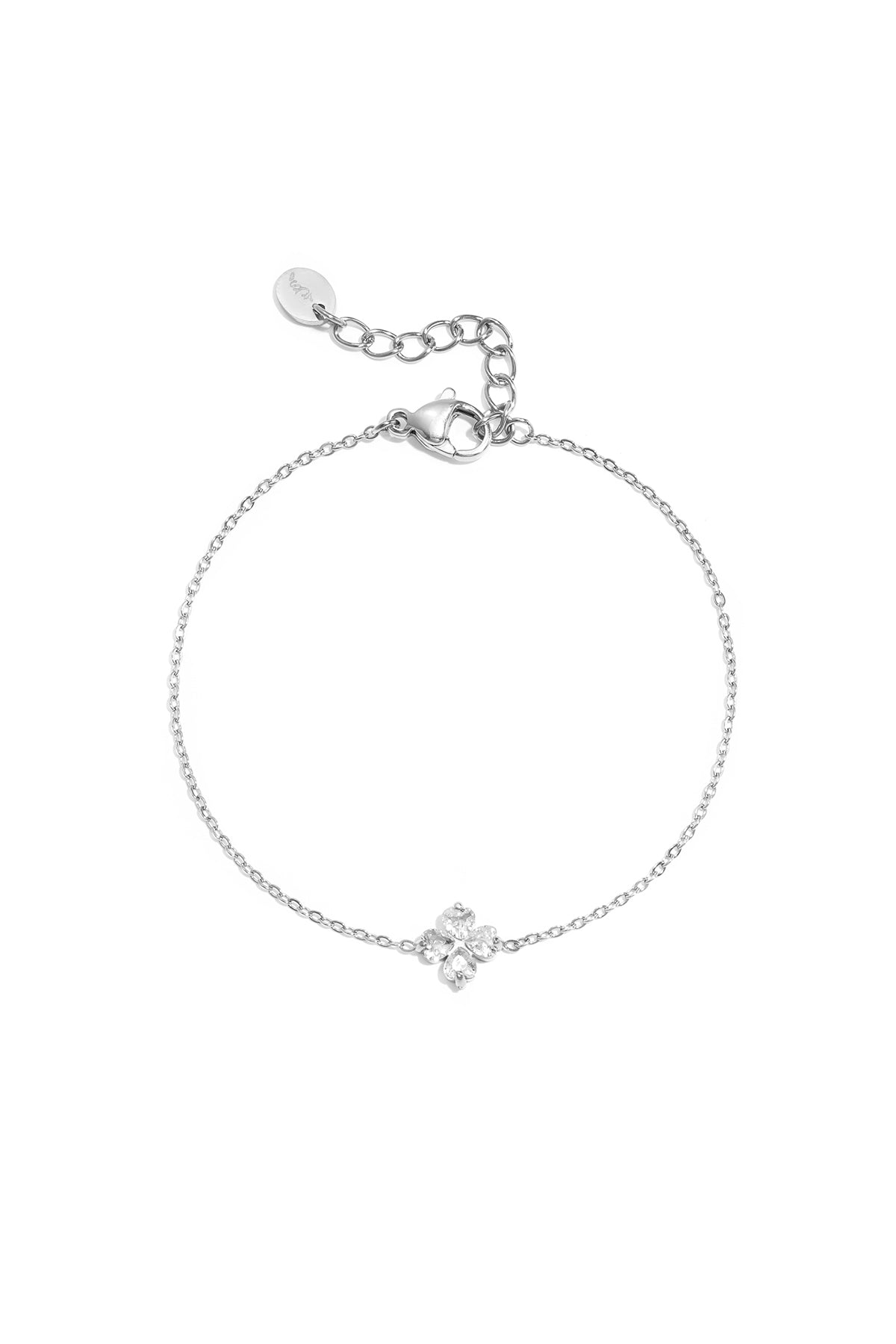 Bracelet à breloques pour femme en acier inoxydable avec motif trèfle - couleur or