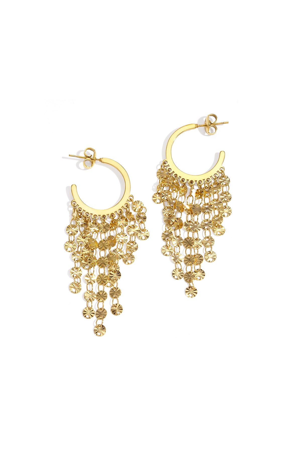 Boucles d'oreilles pendantes pour femmes en acier inoxydable 304 avec pompon – couleur or et argent