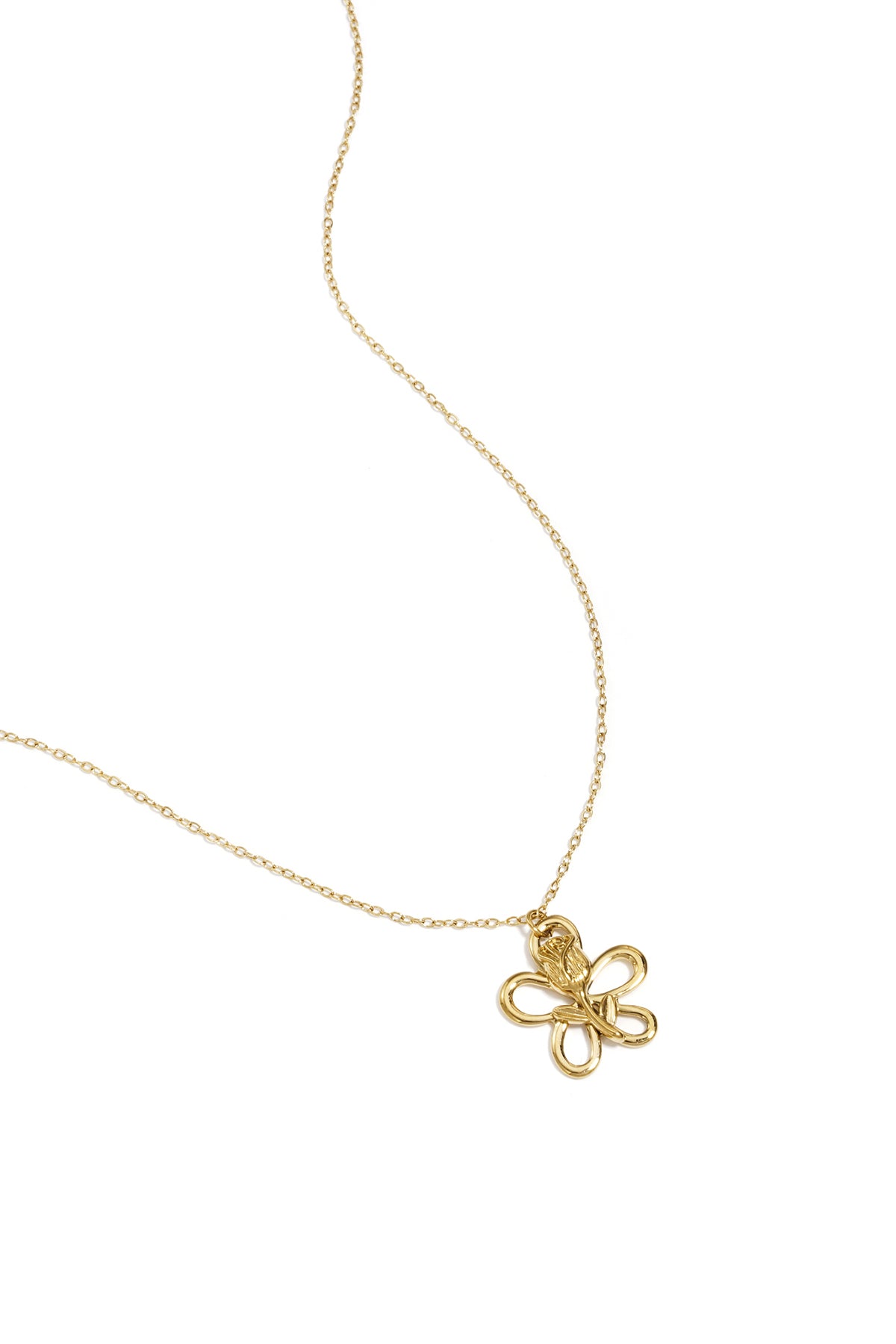 Women's necklace with stainless steel flower pendant – gold-colored – image 1