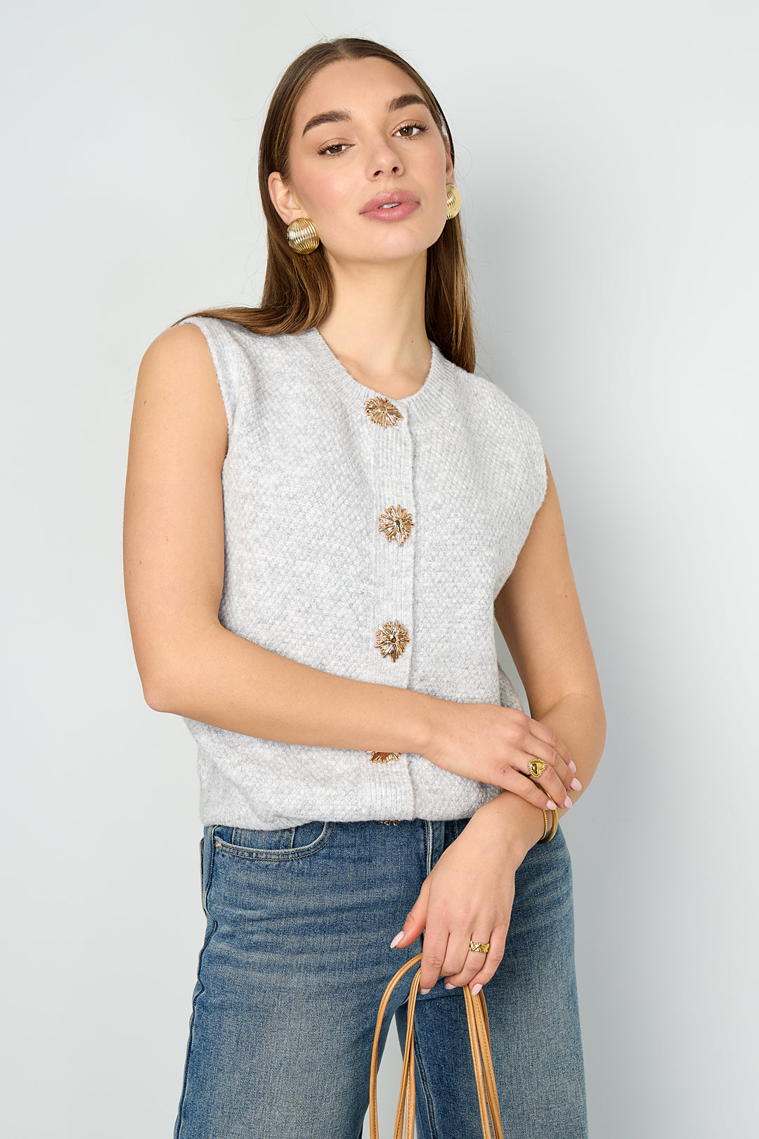Dames gebreid vest van polyester in vijf kleuren – productfoto 7