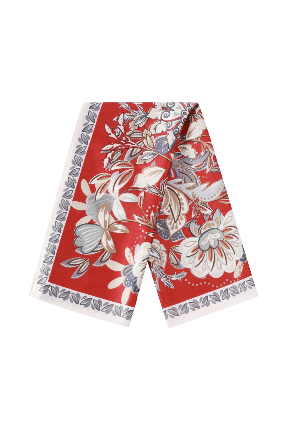 Foulard d'été 100 % polyester à motif floral pour femme – rouge et orange
