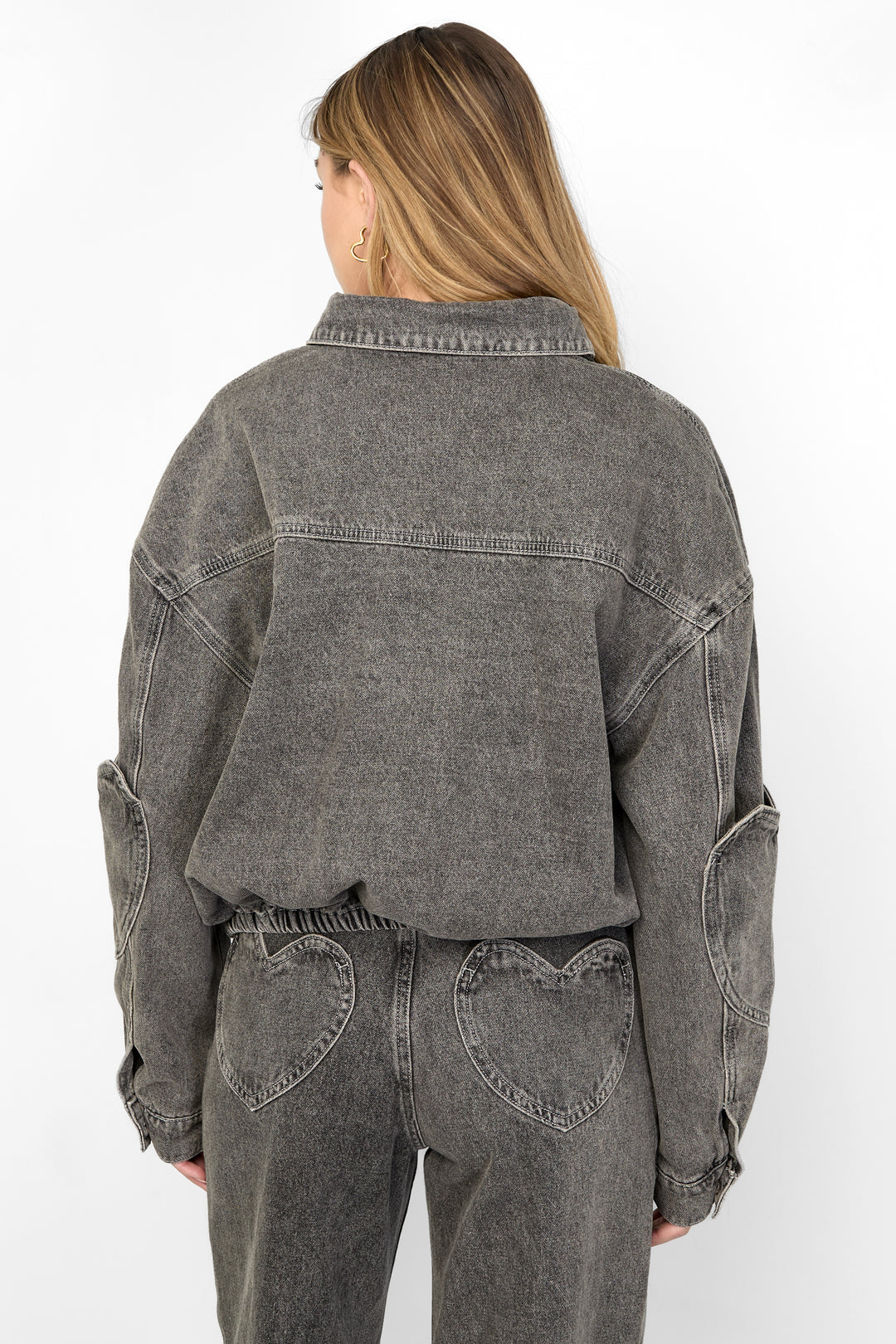 Dames Heartless denimjack van katoen met hartjes – productfoto 9