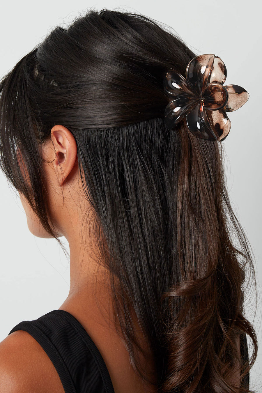 Barrette en plastique avec motif floral et imprimé léopard – plusieurs coloris