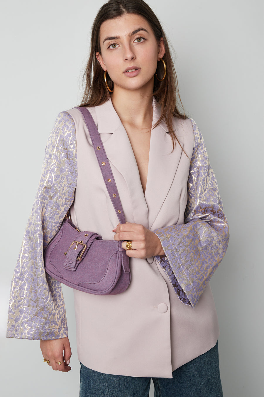 Sac à bandoulière pour femme en polyester – bleu et rose
