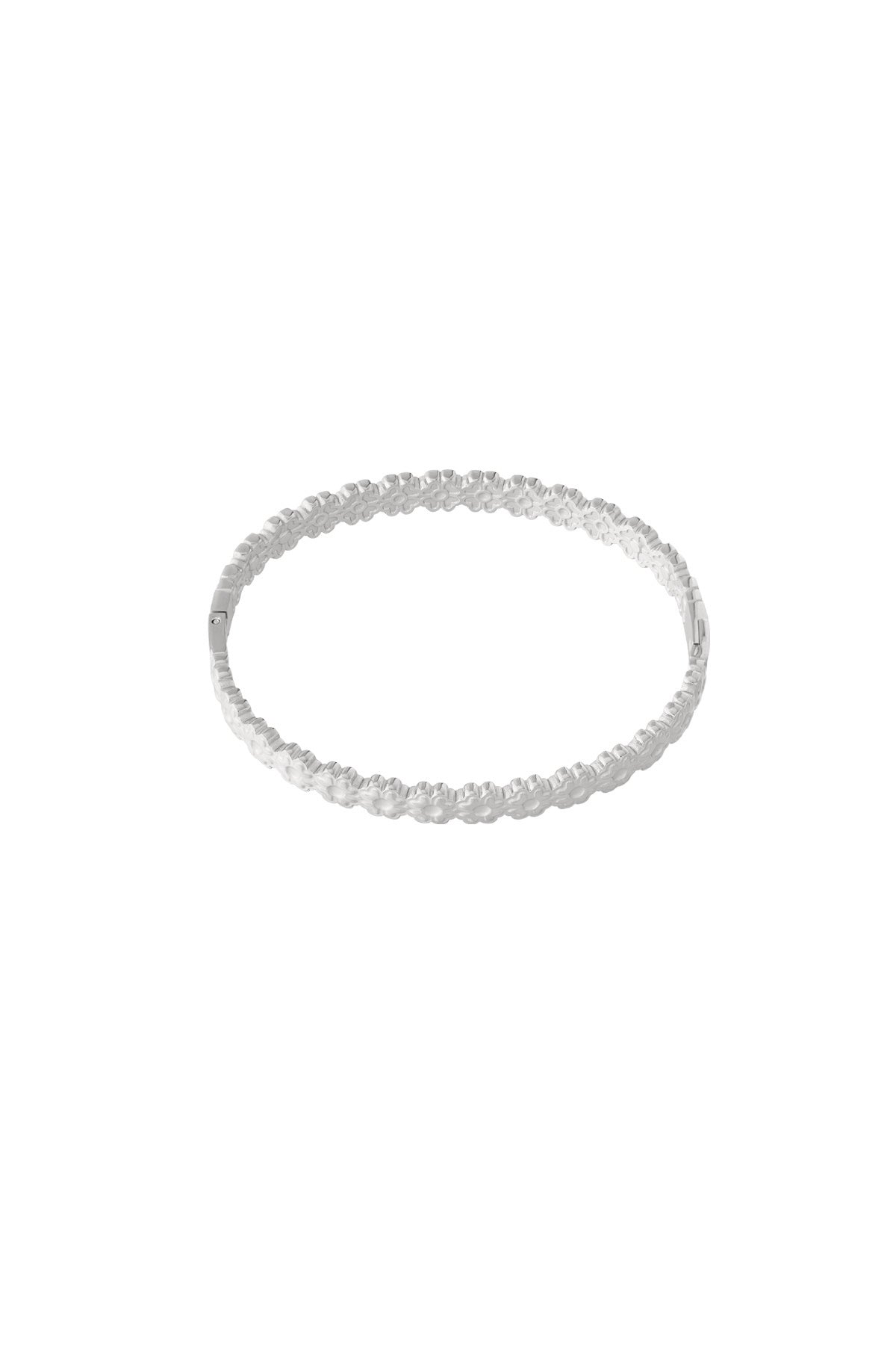 Bracelet pour femme en acier inoxydable avec motif floral – couleur or et argent