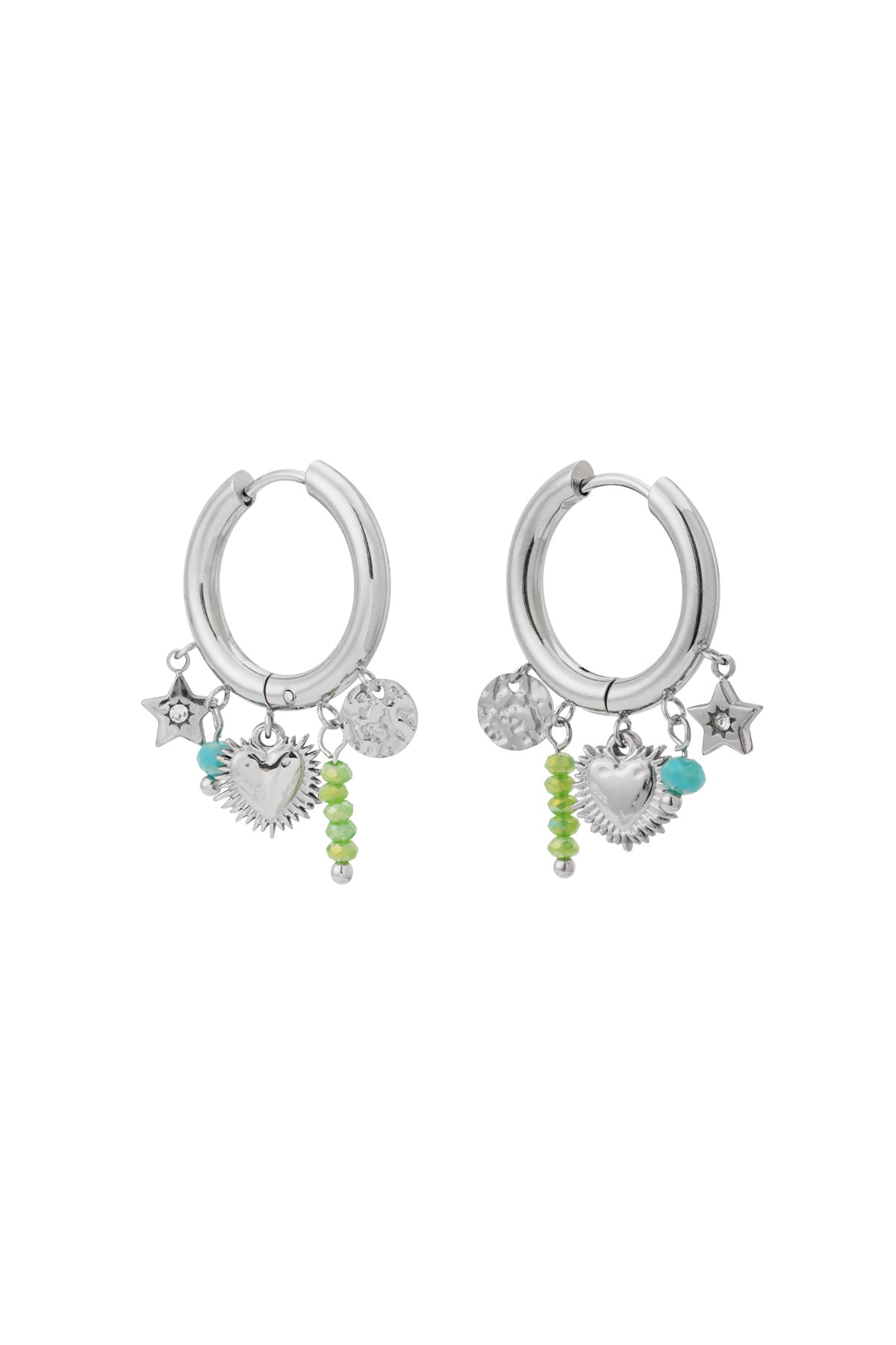 Boucles d'oreilles pendantes pour femme en acier inoxydable 304, strass, verre avec motif cœur et étoile