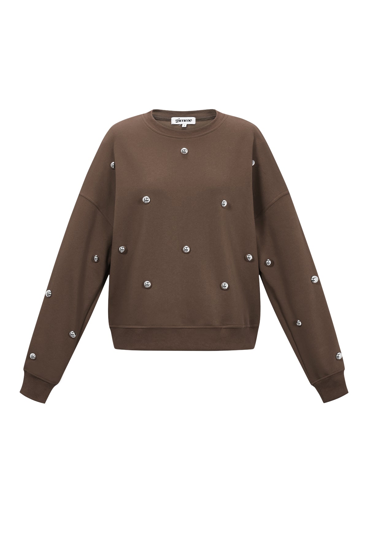 Dames gebreide katoenen trui met studs – productfoto 10